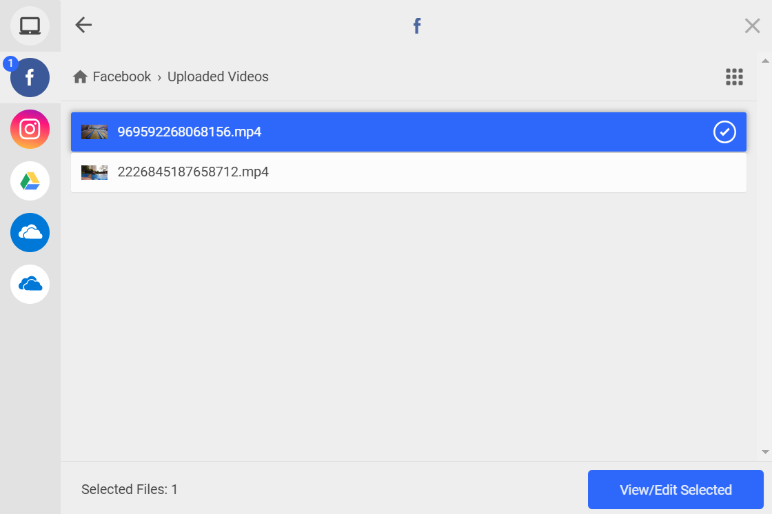 Upload videos from Facebook